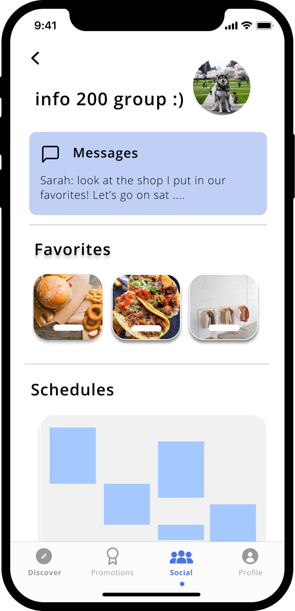 Around Town high-fidelity friends page screen